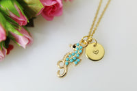 Seahorse Necklace, Gold Seahorse Charm, Green Mint Sea horse Necklace, Sea horse Charm, Animal Charm, Ocean Gift, Personalized Gift, N437