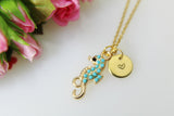 Seahorse Necklace, Gold Seahorse Charm, Green Mint Sea horse Necklace, Sea horse Charm, Animal Charm, Ocean Gift, Personalized Gift, N437