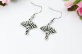 Fan Earrings, Silver Japanese Fan Charm Dangle Earring, Fan Charm, Hand Fan Charm, Fan Jewelry, Halloween Gift, Christmas Gift, N451