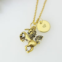 Gold Unicorn Charm Necklace, Gold Unicorn Charm, Unicorn Charm, Unicorn Lover Gift, Fantasy Jewelry, Personalized Gift, Christmas Gift, N499