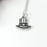 Stainless Steel American Hat Charm Necklace, Silver Hat Charm Necklace, Star Hat Charm, Hat Jewelry, Personalized Gift, Christmas Gift, N534