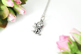 Stainless Steel Skier Charm Necklace, Silver Skier Charm Necklace, Skier Charm, Skier Jewelry, Personalized Gift, Christmas Gift, N537