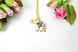 Gold Elephant Charm Necklace, White Elephant Charm, Elephant Necklace, Animal Charm, Zoo Charm, Personalized Gift, Christmas Gift, N549