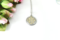 Stainless Steel Cross Charm Necklace, Silver Cross Charm Necklace, N571