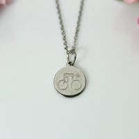 Stainless Steel Cycling Charm Necklace, Bicycle Charm, N581