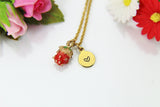 Strawberry Necklace, Gold Strawberry Charm, Red Strawberry Charm, Fruit Food Charm, Foodie Gift, Pineapple Jewelry, Personalized Gift, N575