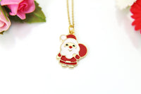 Gold Christmas Santa Claus Charm Necklace, Christmas Santa Charm, Red Christmas Santa Claus Jewelry, Personalized Gift, Christmas Gift, N623