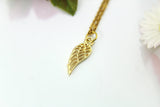 Gold Guardian Angel Wing Charm Necklace, Guardian Angel Wing Charm, Angel Wing Charm, Angel Jewelry, N1547-B