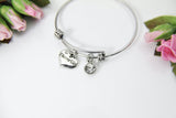 Silver Flower Girl Charm Bracelet, Flower Girl Charm, Heart Flower Girl Gift, Birthstone Jewelry, Personalized Gift, Christmas Gift, N683
