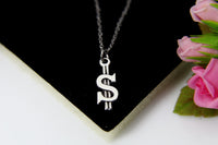 Best Christmas Gift, Silver Money Charm Necklace, Money Charm, Money Sign Charm, Dollars Charm, Best friend Gift, Christmas Gift, N736