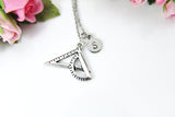 Silver Math Charm Necklace, Protractor and Triangle Charm Necklace, Protractor Charm, Triangle Charm, Personalized Christmas Gift, N767