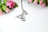 Silver Math Charm Necklace, Protractor and Triangle Charm Necklace, Protractor Charm, Triangle Charm, Personalized Christmas Gift, N767