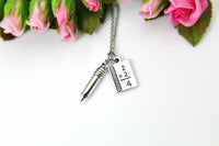 Math Necklace, Silver Math Charm, Pencil Charm, Math Teacher Gift, Best Friend Gift, Coworker Gift, Personalized Christmas Gift, N794