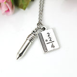 Math Necklace, Silver Math Charm, Pencil Charm, Math Teacher Gift, Best Friend Gift, Coworker Gift, Personalized Christmas Gift, N794