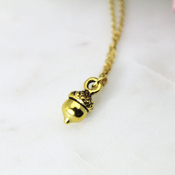 Acorn Necklace, Gold Acorn Charm, Acorn Charm, Oak Charm, Fall Autumn Jewelry, Personalized Gift, Christmas Gift, New Year Gift, N345