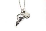 Silver Ice cream Cone Charm Necklace, Sweet Treat Charm, Food Charm, Foodie Gift, Personalized Gift, N814