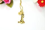 Giraffe Necklace, Gold Giraffe Charm Necklace, Zoo Charm, Animal Charm, Safari Charm, Giraffe Jewelry, Zookeeper Gift Personalized Gift N427