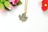 Gray Maple Leaf Necklace, Gold Maple Leaf Charm Necklace, Maple Leaf Charm, Fall Autumn Jewelry Gift, Personalized Christmas Gift, N840