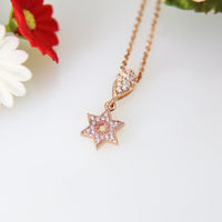 Rose Gold Star Necklace, Star Charm, Cubic Zirconia Charm, Micro Pave Cubic Zirconia Jewelry, Personalized Gift, Christmas Gift, N363