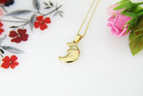 Moon Necklace, Gold Stainless Steel Moon Charm Necklace, Stainless Steel Moon Charm, Stainless Steel Jewelry, Christmas Gift, N383