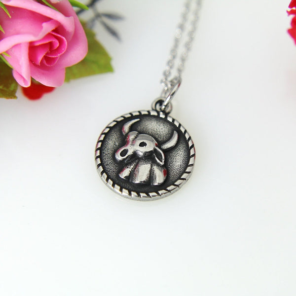 Taurus Necklace, Stainless Steel Taurus Charm Necklace, Taurus Charm, Constellation Charm, Taurus Zodiac Sign Charm, Christmas Gift, N392