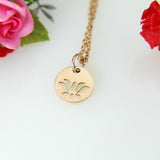 Rose Gold Lotus Necklace, Stainless Steel Lotus Charm Necklace, Lotus Charm, Yoga Yogi Gift, Christmas Gift, New Year Gift, N395