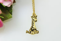 Giraffe Necklace, Gold Giraffe Charm, Giraffe Charm Necklace, Animal Charm, Safari Charm, Giraffe Jewelry, Pet Gift, Christmas Gift, N409