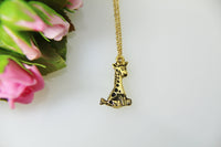 Giraffe Necklace, Gold Giraffe Charm, Giraffe Charm Necklace, Animal Charm, Safari Charm, Giraffe Jewelry, Pet Gift, Christmas Gift, N409