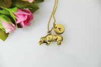 Hippopotamus Necklace, Gold Hippopotamus Charm, Hippo Charm Necklace, Animal Charm, Zoo Charm, Zookeeper Gift, Christmas Gift, N418