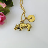 Hippopotamus Necklace, Gold Hippopotamus Charm, Hippo Charm Necklace, Animal Charm, Zoo Charm, Zookeeper Gift, Christmas Gift, N418