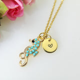 Seahorse Necklace, Gold Seahorse Charm, Green Mint Sea horse Necklace, Sea horse Charm, Animal Charm, Ocean Gift, Personalized Gift, N437