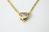 Gold Heart Necklace, Zirconia Charm, N868