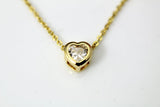 Gold Heart Necklace, Zirconia Charm, N868