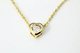 Gold Heart Necklace, Zirconia Charm, N868