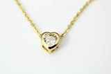 Gold Heart Charm Necklace, Heart Charm, Diamond Zirconia Charm, Personalized Christmas Gift, N868