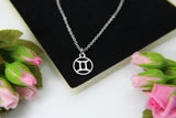 Silver Gemini Charm Necklace, Zodiac Charm, Constellation Jewelry, Personalized Christmas Gift, N879