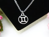 Silver Gemini Charm Necklace, Zodiac Charm, Constellation Jewelry, Personalized Christmas Gift, N879