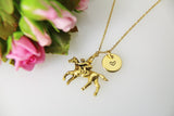 Gold Horse With Rider Charm Necklace, Horse Charm, Horse Rider Charm, Equestrian Necklace, Pet Gift, Personalized Gift, Christmas Gift, N462