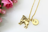 Pug Necklace, Gold Pug Dog Charm Necklace, Pug Jewelry, Dog Charm, Pug Dog Breed Charm, Pet Gift, Personalized Gift, Christmas Gift, N483
