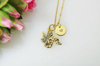 Fairy Necklace, Gold Sitting Fairy Charm Necklace, Fairy Charm, Fairy Jewelry, Fairytale Gift, Personalized Gift, Christmas Gift, N485