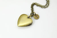 Heart Locket Pendant Necklace, Love Necklace, Keepsake Photo Frame Charm, Personalized Customized Jewelry Gift, L009