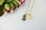 Gold Cobra Charm Necklace, Snake Cobra Jewelry, Animal Charm, Personalized Customized Monogram, N498