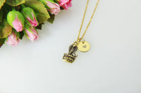 Gold Cobra Charm Necklace, Snake Cobra Jewelry, Animal Charm, Personalized Customized Monogram, N498