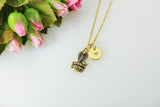 Gold Cobra Charm Necklace, Snake Cobra Jewelry, Animal Charm, Personalized Customized Monogram, N498