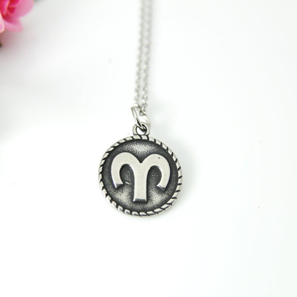 Stainless Steel Aries Charm Necklace, Aries Charm,  Aries Jewelry, Aries Gift, Personalized Gift, Christmas Gift, N519