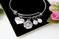 Godmother Bracelet, Sunflower Charm Bangle, Sunflower Charm, Godmother Charm, Godmother Gift, Personalized Gift, N968