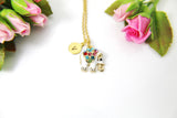 Gold Elephant Charm Necklace, White Elephant Charm, Elephant Necklace, Animal Charm, Zoo Charm, Personalized Gift, Christmas Gift, N549