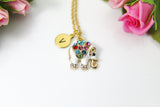 Gold Elephant Charm Necklace, White Elephant Charm, Elephant Necklace, Animal Charm, Zoo Charm, Personalized Gift, Christmas Gift, N549