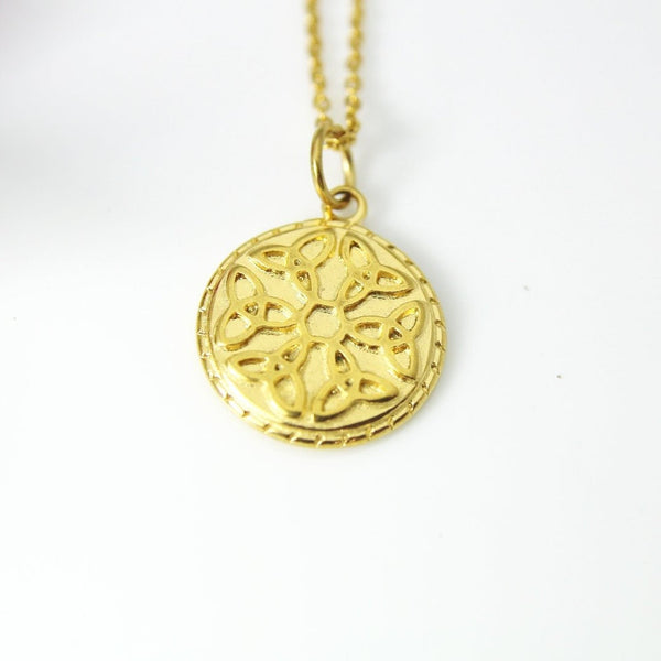 Gold Trinity Knot Charm Necklace, Celtic Triquetra Charm Necklace, Celtic Triquetra Irish Trinity Knot Charm, Christmas Gift, N569