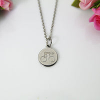 Stainless Steel Cycling Charm Necklace, Bicycle Charm, N581